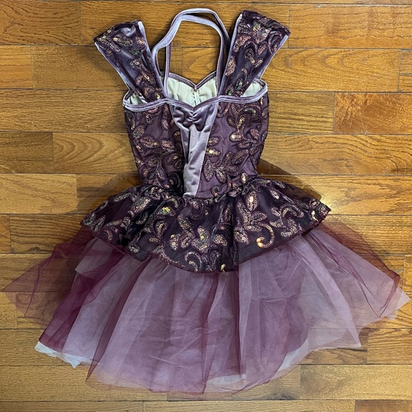 Weissman Burgundy Sequin Tulle Dance Costume Child IC Good - Picture 2 of 6